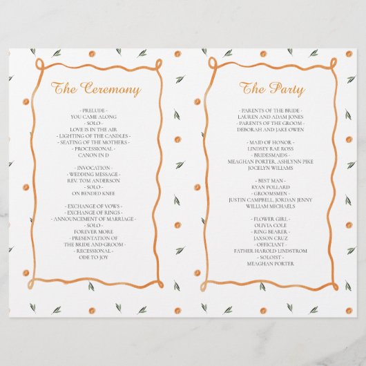 Amore & Aranci | Gedeckte Hochzeit (Rückseite)