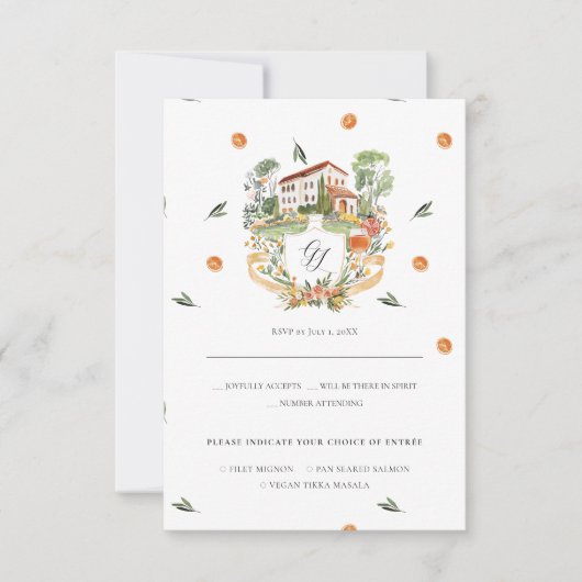 Amore & Aranci | Monogram Wedding RSVP (Vorderseite)