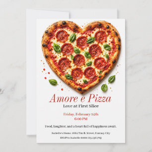 Amore e Pizza Party - Herzförmige Pizza Einladung
