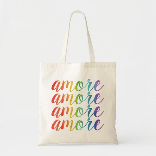 Amore in Regenbögen Tragetasche (Vorne)