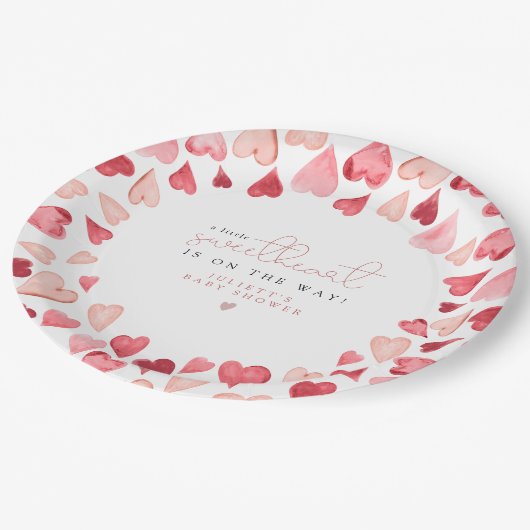 AMORE Kleine Sweetheart Valentine Day Baby Dusche Pappteller (Schrägansicht)