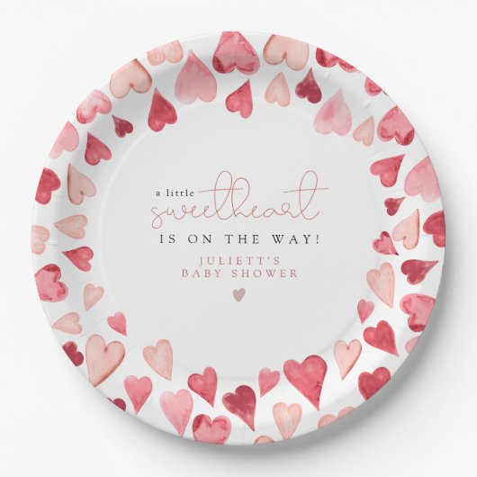 AMORE Kleine Sweetheart Valentine Day Baby Dusche Pappteller (Vorderseite)