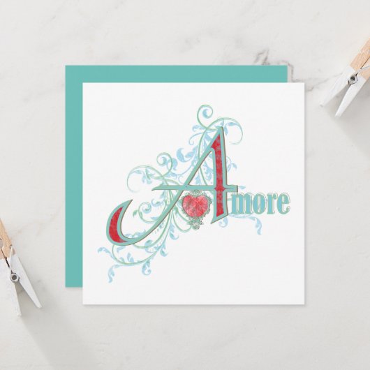 AMORE - Liebe - Grußkarte Karte (Vorderseite/Rückseite Beispiel)