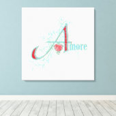 AMORE - Liebe - überzogene Canvas Leinwanddruck (Insitu (Holzboden))