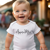 Amore Mio Chic Black Script on White Baby Strampler