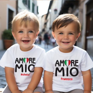 AMORE MIO Italienische Flagge Herz weiß Baby T-shirt