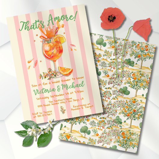 Amore Spritz Orange Brautparty Toile Einladung