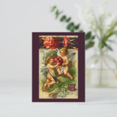 Amoren und GartennelkenVintager Valentine Feiertagspostkarte (Stehend Vorderseite)