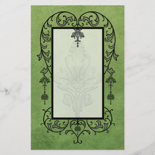 Amoroso: GEALTERTES PERGAMENT im Grün Briefpapier (Vorderseite)