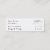 AMOROSO im Weiß auf Schwarzem Mini Visitenkarte (Rückseite)