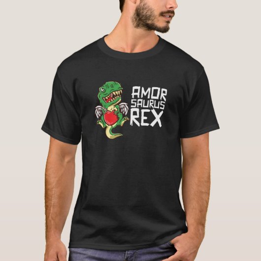 Amorsaurus Rex Dinosaur Rex Dino Love Heart Valent T-Shirt (Vorderseite)