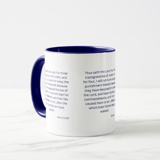 Amos 2:4 KJV Bible Scripture Zwei-Tone-Tasse Tasse (Vorderseite Links)