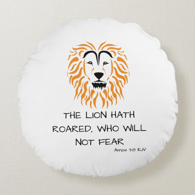 Amos 3:8 KJV Bible Scripting Verse Rundes Kissen (Vorderseite)