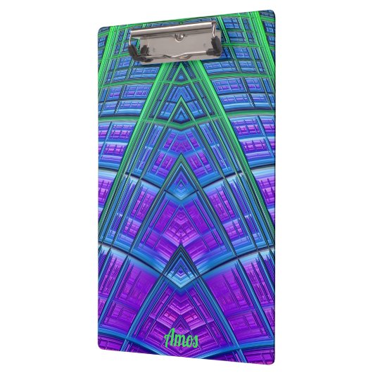 AMOS ~ 3D! ~ Grün Lila und Blau Original ~ Klemmbrett (Links)