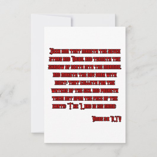 Amos 5:8 KJV Bibelverse Begrüßung Karte (Vorderseite)