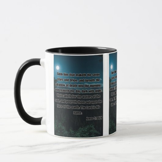 Amos 5:8 KJV Bibelverse Pic Two-Tone Tasse (Links)