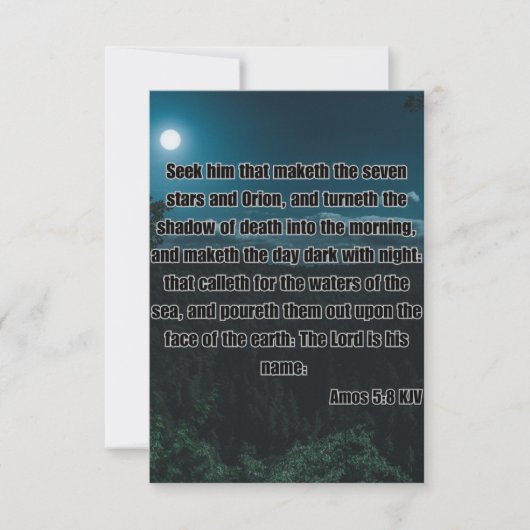 Amos 5:8 KJV Bible Verse Pic Gruß Karte (Vorderseite)