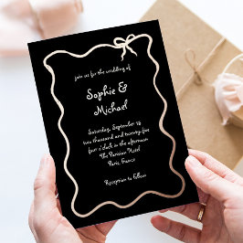 Amour Black | French Bow Wedding Rose Gold Folieneinladung