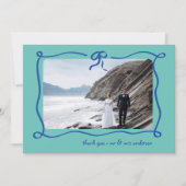 Amour | Blaue und Aquamarine Hochzeit von Bow und Dankeskarte (Vorderseite)