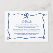 Amour | Blue French Bow Wedding Details QR Code Begleitkarte (Vorderseite)