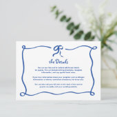 Amour | Blue French Bow Wedding Details QR Code Begleitkarte (Stehend Vorderseite)