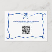 Amour | Blue French Bow Wedding Details QR Code Begleitkarte (Rückseite)