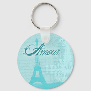 Amour Blue French Eiffel Tower Schlüsselanhänger