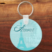 Amour Blue French Eiffel Tower Schlüsselanhänger (Vorderseite)