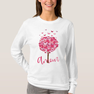 Amour Butterfly Tree - Romantische französische Li T-Shirt