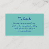 Amour | Französisch Handgeschriebenes Blau und Aqu Begleitkarte (Vorderseite)