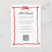 Amour Holiday Bow | Wedding Guest Details QR Code Begleitkarte (Vorderseite)