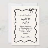 Amour | Illustrierte Französische Bow-Hochzeit Einladung (Vorderseite)