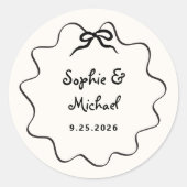 Amour | Illustrierte Französische Bow-Hochzeit Runder Aufkleber (Vorderseite)