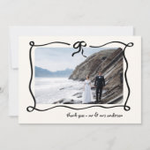 Amour | Illustrierte Hochzeit von Bow und Foto Dankeskarte (Vorderseite)