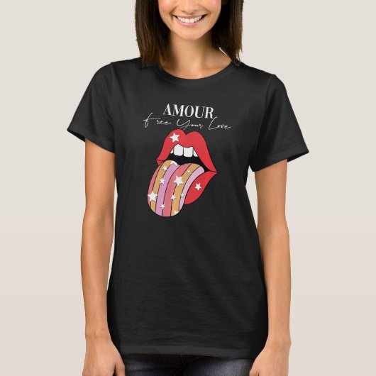 Amour lipstick Motivierend Inspirational Slogan Q T-Shirt (Vorderseite)