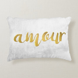 Amour - Print Letter Gold Foil Typografy Brush Dekokissen