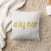 Amour - Print Letter Gold Foil Typografy Brush Kissen (Decke)