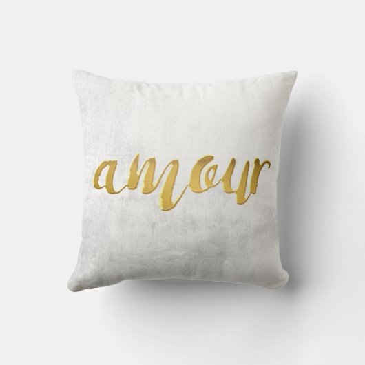 Amour - Print Letter Gold Foil Typografy Brush Kissen (Rückseite)