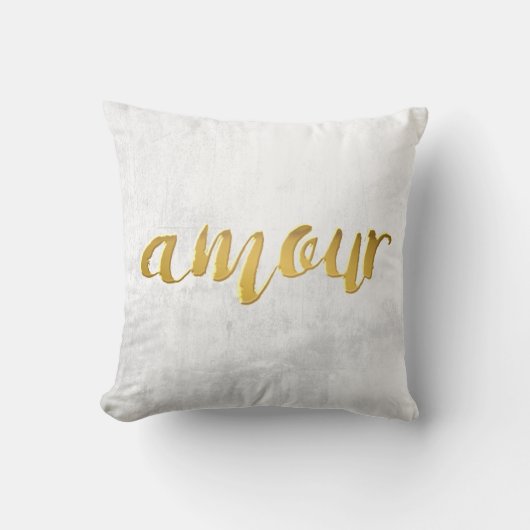 Amour - Print Letter Gold Foil Typografy Brush Kissen (Vorderseite)