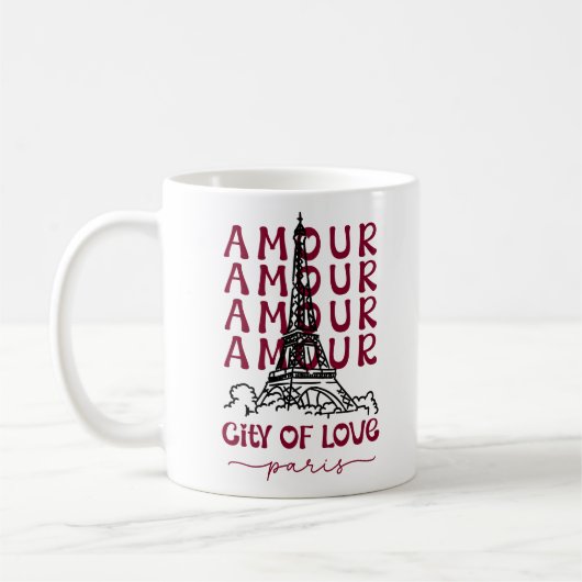 Amour Stadt der Liebe Paris – Eiffelturm Kaffeetasse (Links)