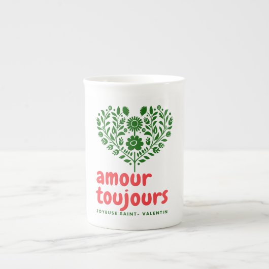 Amour Toujours Elegantes Valentinstag Design | Lo Porzellantasse (Vorderseite)