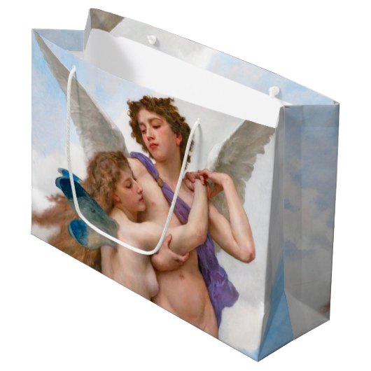 Amour und Psyche, Bouguereau große Geschenktasche Geschenktüte (Vorderseite Schrägansicht)