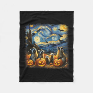 &amp; Possum Halloween Fall Van Gogh Starry Night Fleecedecke