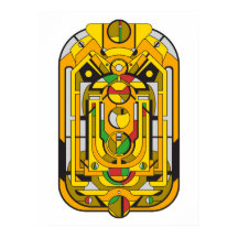 Ampel - Gelbes Cyberpunk Geometrisch Abstrakt