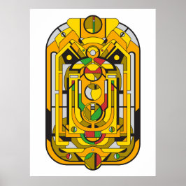 Ampel - Gelbes Cyberpunk Geometrisch Abstrakt Poster