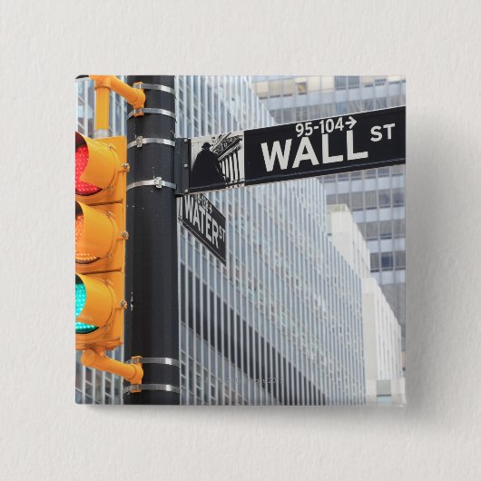Ampel und Wall Street-Zeichen Button (Vorderseite)
