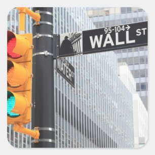 Ampel und Wall Street-Zeichen Quadratischer Aufkleber
