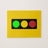 Ampel vor Vorsicht Straßenschild Puzzle (Horizontal)