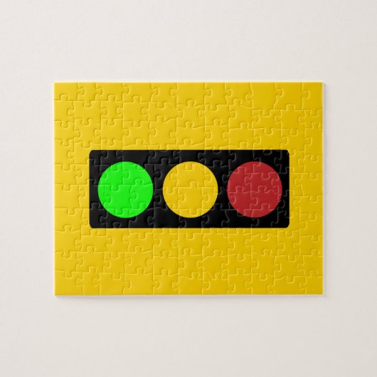 Ampel vor Vorsicht Straßenschild Puzzle (Horizontal)