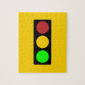 Ampel vor Vorsicht Straßenschild Puzzle (Vertikal)